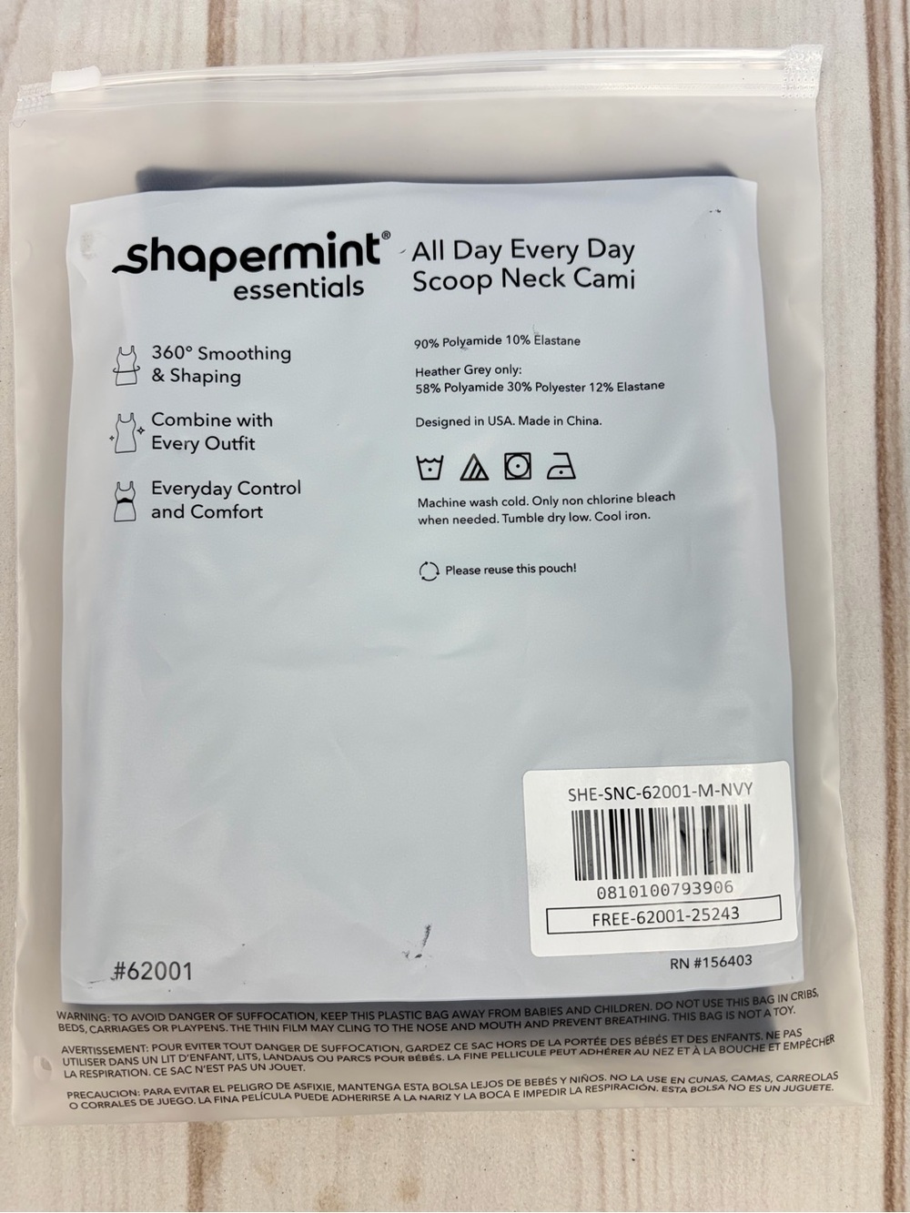 NWT Shapermint All Day Every Day Scoop Neck Cami Navy Sz M - Picture 13 of 16